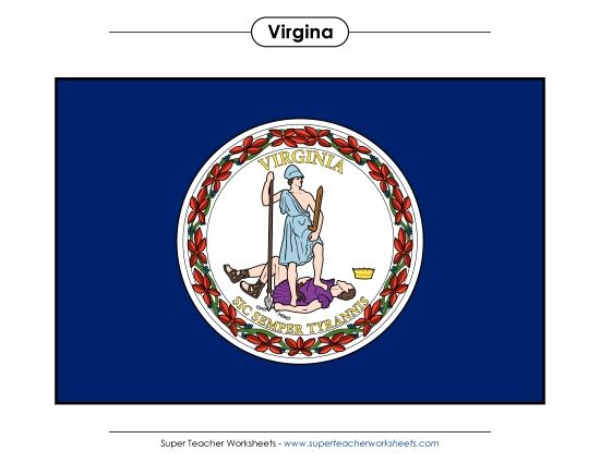 Flags & Seals - Virginia State Flag (Full-Color Version) (Printable PDF Worksheet)