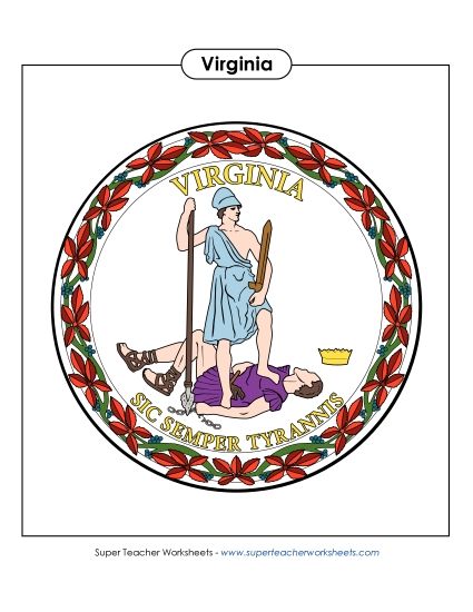 Flags & Seals - Virginia State Seal (Full-Color Version) (Printable PDF Worksheet)