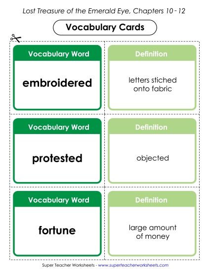 Chapters 10-12 - Vocab. Cards for Chapters 10-12 (Printable PDF Worksheet)
