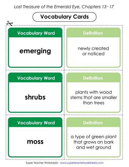 Chapters 13-17 - Vocab. Cards for Chapters 13-17 (Printable PDF Worksheet)