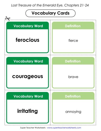 Chapters 21-24 - Vocab. Cards for Chapters 21-24 (Printable PDF Worksheet)