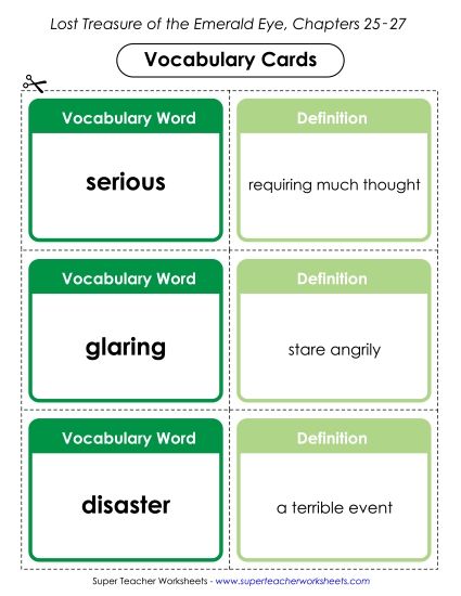 Chapters 25-27 - Vocab. Cards for Chapters 25-27 (Printable PDF Worksheet)