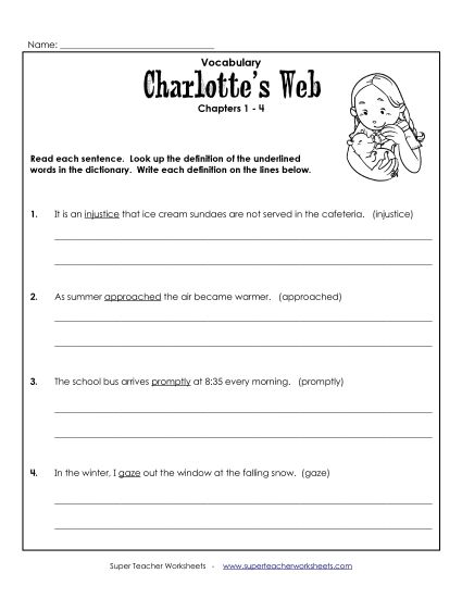 Chapters 1 - 4 - Vocab for Chapters 1-4 (Printable PDF Worksheet)