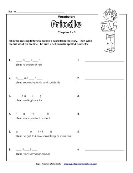 Chapters 1- 5 - Vocab for Chapters 1-5 (Printable PDF Worksheet)