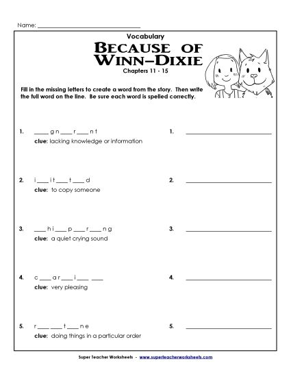 Chapters 11-15 - Vocab. for Chapters 11-15 (Printable PDF Worksheet)