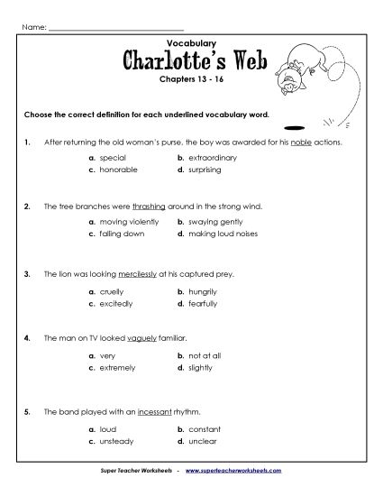 Chapters 13 - 16 - Vocab for Chapters 13-16 (Printable PDF Worksheet)