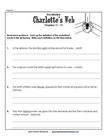 Chapters 17 - 19 - Vocab for Chapters 17-19 (Printable PDF Worksheet)