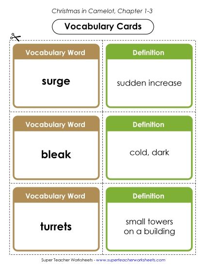 Chapters 1-3 - Vocabulary Cards: Chapters 1-3 (Printable PDF Worksheet)