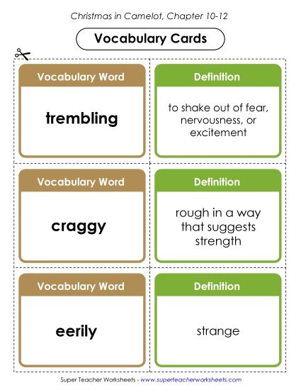 Chapters 10-12 - Vocabulary Cards: Chapters 10-12 (Printable PDF Worksheet)