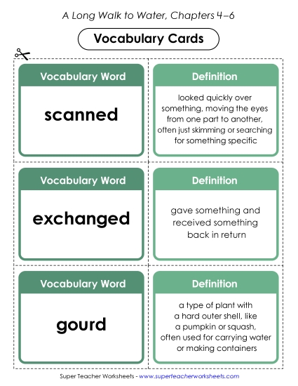 Chapters 4–6 - Vocabulary Cards (Chapters 4–6) (Printable PDF Worksheet)