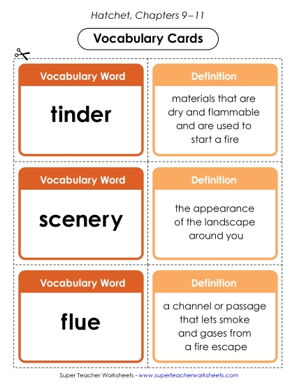 Chapters 9–11 - Vocabulary Cards (Chapters 9–11) (Printable PDF Worksheet)