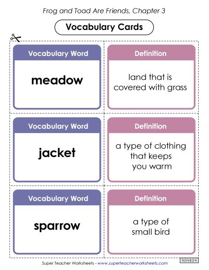 Chapter 3 - Vocabulary Cards for Chapter 3 (Printable PDF Worksheet)