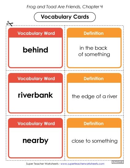 Chapter 4 - Vocabulary Cards for Chapter 4 (Printable PDF Worksheet)