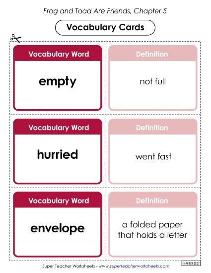 Chapter 5 - Vocabulary Cards for Chapter 5 (Printable PDF Worksheet)
