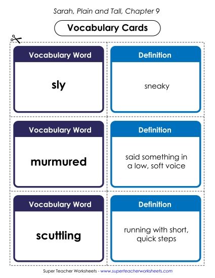 Chapter 9 - Vocabulary Cards for Chapter 9 (Printable PDF Worksheet)