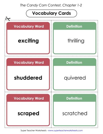 Chapters 1 - 2 - Vocabulary Cards for Chapters 1-2 (Printable PDF Worksheet)