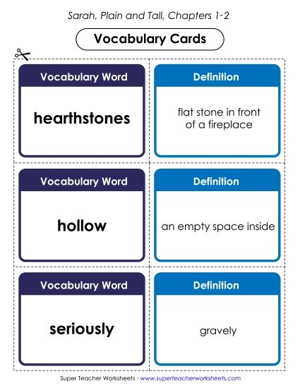 Chapters 1-2 - Vocabulary Cards for Chapters 1-2 (Printable PDF Worksheet)