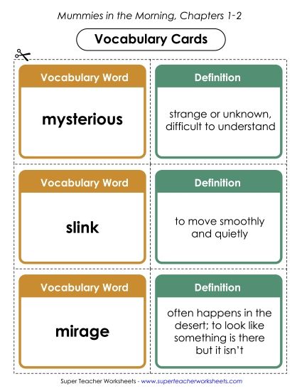 Chapters 1-2 - Vocabulary Cards for Chapters 1-2 (Printable PDF Worksheet)