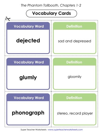 Chapters 1 & 2 - Vocabulary Cards for Chapters 1-2 (Printable PDF Worksheet)