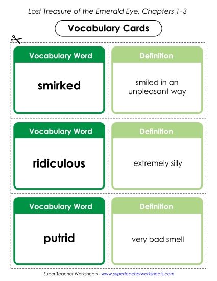 Chapters 1 - 3 - Vocabulary Cards for Chapters 1-3 (Printable PDF Worksheet)