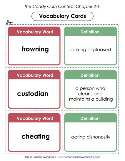 Chapters 3 - 4 - Vocabulary Cards for Chapters 3-4 (Printable PDF Worksheet)