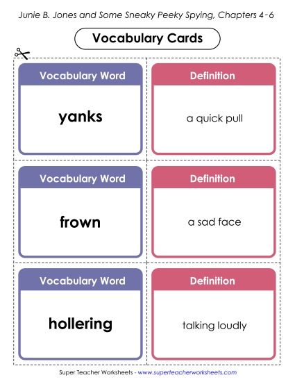 Chapters 4-6 - Vocabulary Cards for Chapters 4-6 (Printable PDF Worksheet)
