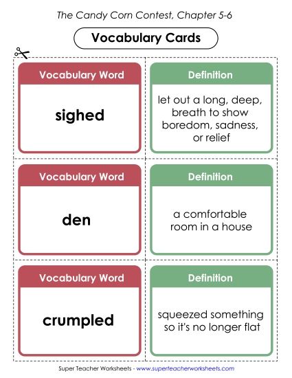 Chapters 5 - 6 - Vocabulary Cards for Chapters 5-6 (Printable PDF Worksheet)