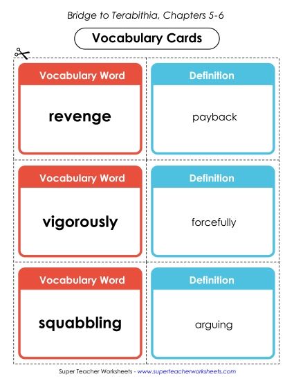 Chapters 5-6 - Vocabulary Cards for Chapters 5-6 (Printable PDF Worksheet)