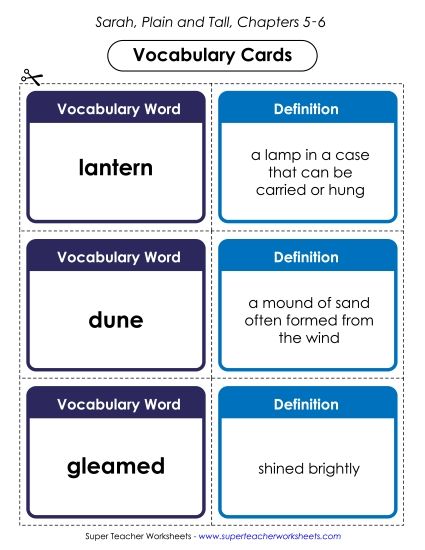 Chapters 5-6 - Vocabulary Cards for Chapters 5-6 (Printable PDF Worksheet)