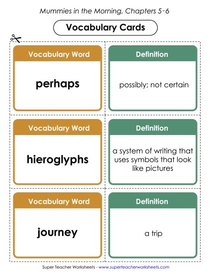 Chapters 5-6 - Vocabulary Cards for Chapters 5-6 (Printable PDF Worksheet)