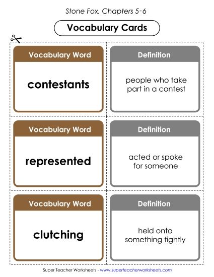 Chapters 5 & 6 - Vocabulary Cards for Chapters 5-6 (Printable PDF Worksheet)