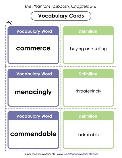 Chapters 5 & 6 - Vocabulary Cards for Chapters 5-6 (Printable PDF Worksheet)