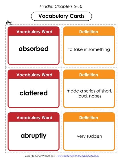 Chapters 6 - 10 - Vocabulary Cards for Chapters 6-10 (Printable PDF Worksheet)