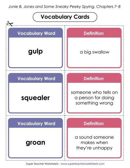Chapters 7-8 - Vocabulary Cards for Chapters 7-8 (Printable PDF Worksheet)