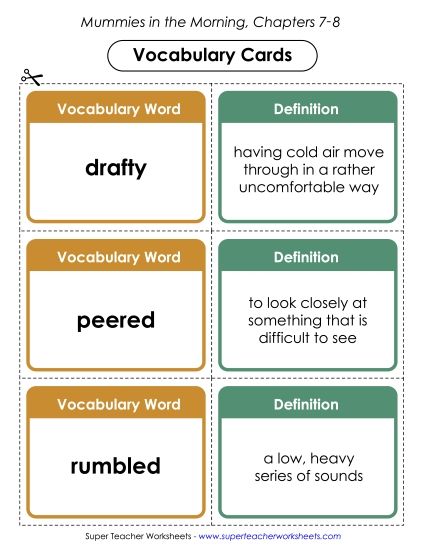 Chapters 7-8 - Vocabulary Cards for Chapters 7-8 (Printable PDF Worksheet)