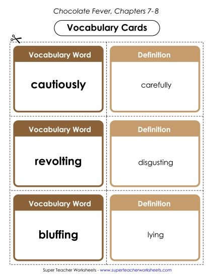 Chapters 7-8 - Vocabulary Cards for Chapters 7-8 (Printable PDF Worksheet)