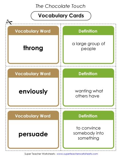 Chapters 7-8 - Vocabulary Cards for Chapters 7 & 8 (Printable PDF Worksheet)