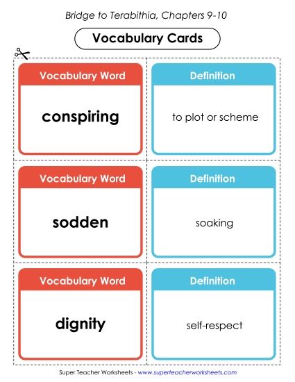 Chapters 9-10 - Vocabulary Cards for Chapters 9-10 (Printable PDF Worksheet)