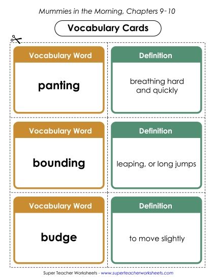 Chapters 9-10 - Vocabulary Cards for Chapters 9-10 (Printable PDF Worksheet)