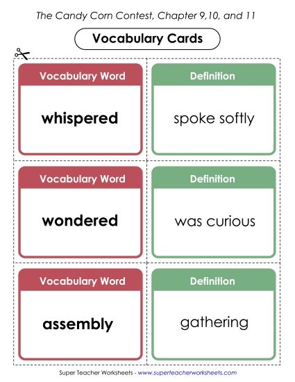 Chapters 11 - 12 - Vocabulary Cards for Chapters 9-11 (Printable PDF Worksheet)