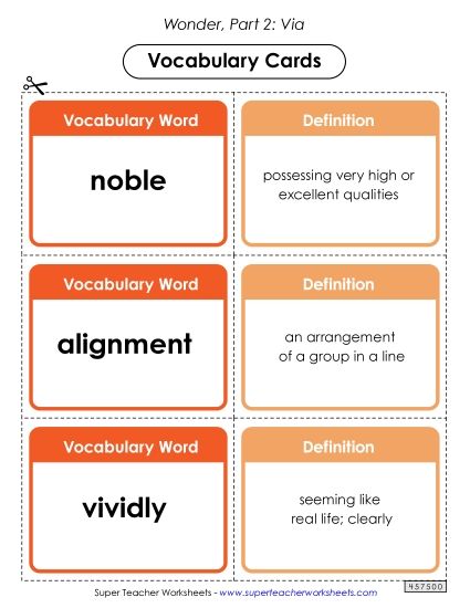 Part 2 - Via - Vocabulary Cards for Part 2  (Printable PDF Worksheet)