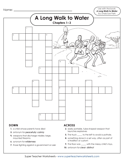 Chapters 1–3 - Vocabulary Crossword for Chapters 1–3 (Printable PDF Worksheet)