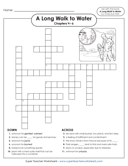 Chapters 4–6 - Vocabulary Crossword for Chapters 4–6 (Printable PDF Worksheet)