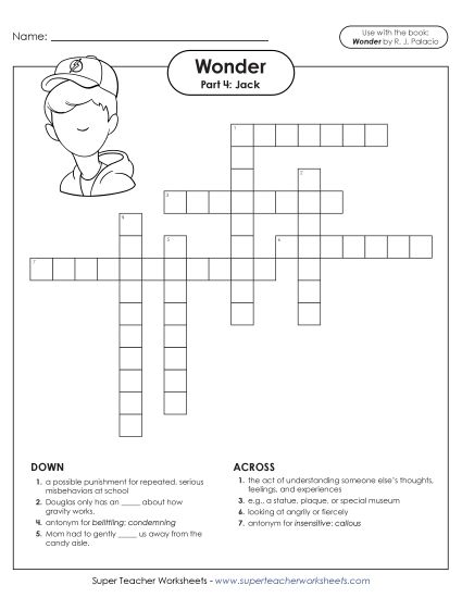 Part 4 - Jack  - Vocabulary Crossword for Part 4 (Printable PDF Worksheet)