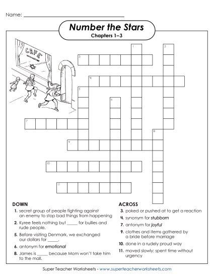 Chapters 1–3 - Vocabulary Crossword Puzzle for Chapters 1–3 (Printable PDF Worksheet)