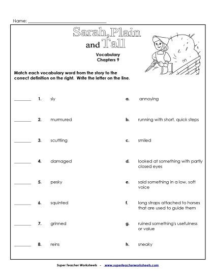 Chapter 9 - Vocabulary for Chapter 9 (Printable PDF Worksheet)