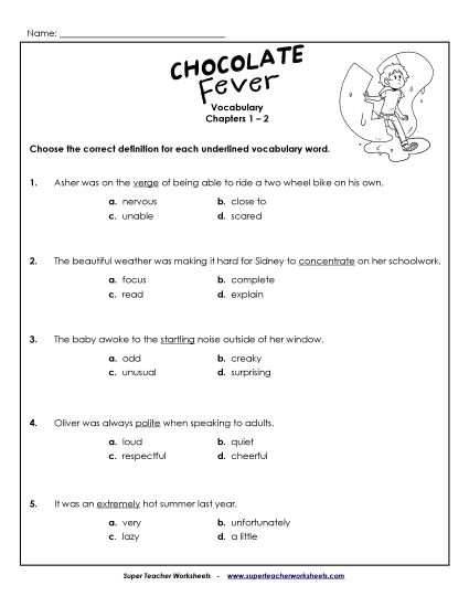 Chapters 1-2 - Vocabulary for Chapters 1-2 (Printable PDF Worksheet)