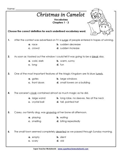 Chapters 1-3 - Vocabulary for Chapters 1-3 (Printable PDF Worksheet)