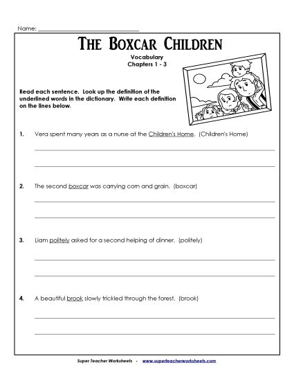 Chapters 1-3 - Vocabulary for Chapters 1-3 (Printable PDF Worksheet)