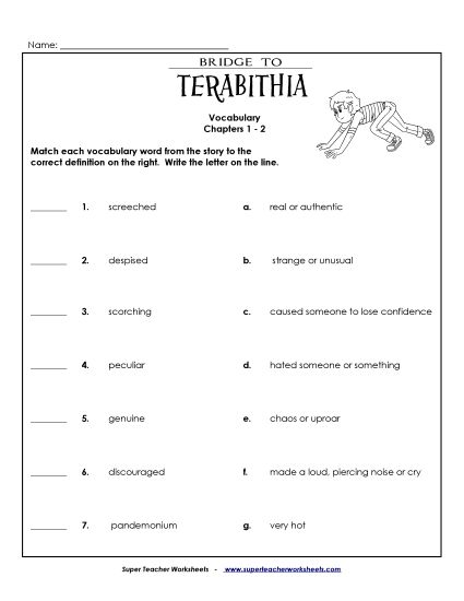 Chapters 1-2 - Vocabulary for Chapters 1 and 2 (Printable PDF Worksheet)